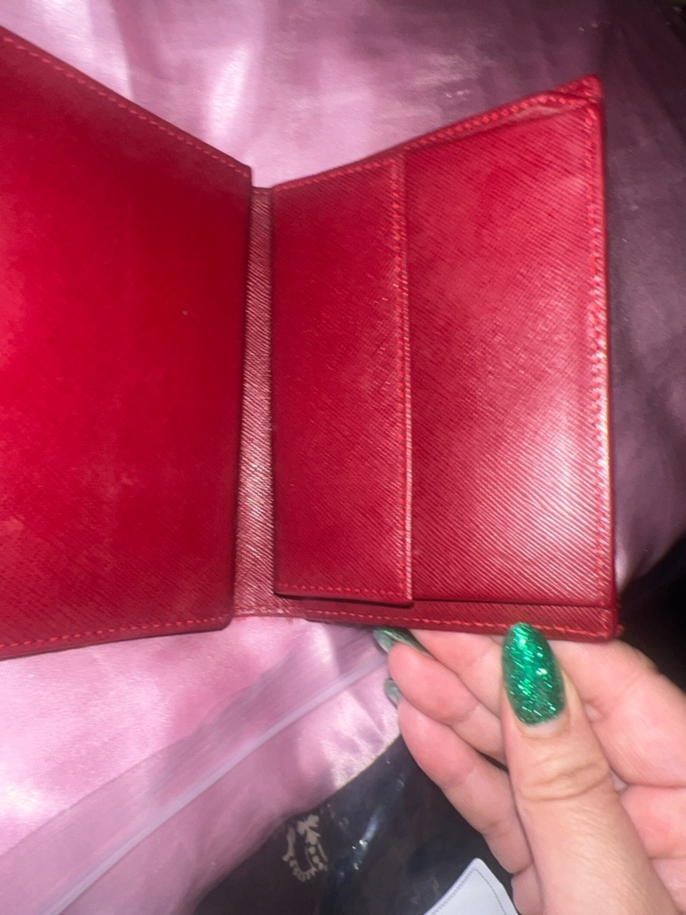 Prada Red Triangular Logo Compact Wallet - Picture 3 of 5
